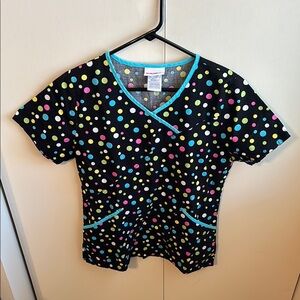 Scrubstar Women’s XS Colorful Polka Dot Short Sleeve Scrub Top